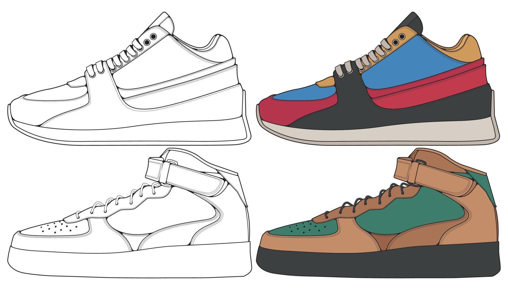 Set off Sneaker shoe . Concept. Flat design. Vector illustration. Sneakers in flat style.