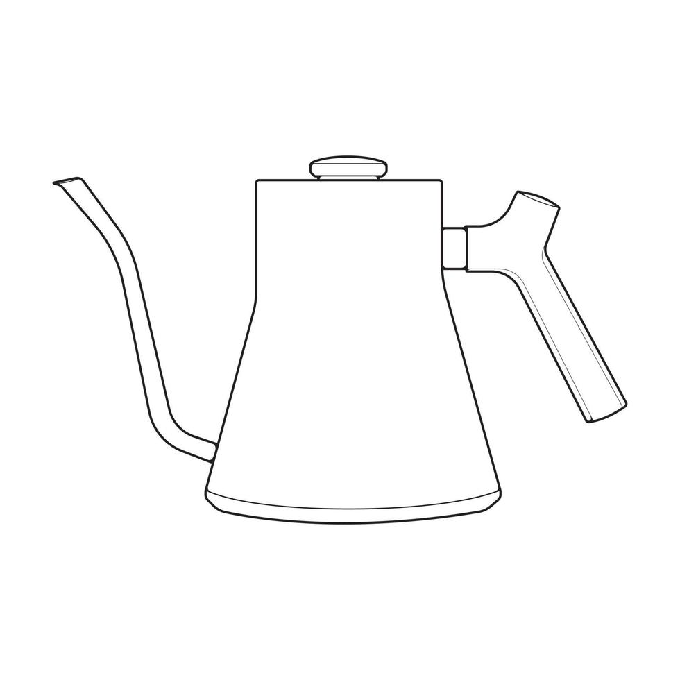 Kettle line vector art. Teapot logo. Kettle with handle isolated on white background. Kettle in line art style vector icon.