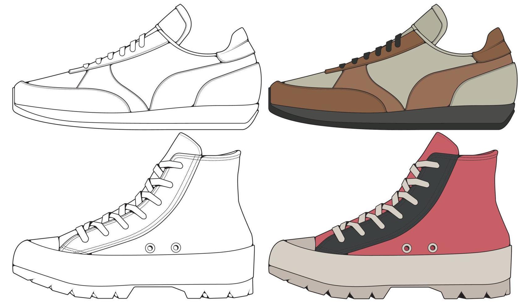 Set off Sneaker shoe . Concept. Flat design. Vector illustration. Sneakers in flat style.