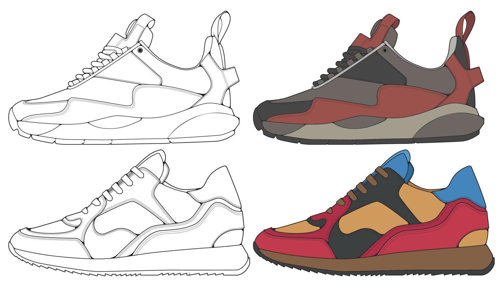 Set off Sneaker shoe . Concept. Flat design. Vector illustration. Sneakers in flat style.