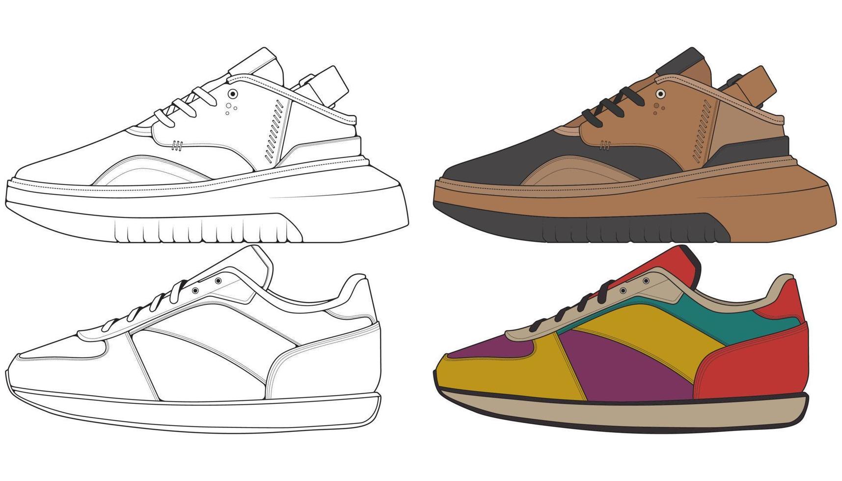 Set off Sneaker shoe . Concept. Flat design. Vector illustration. Sneakers in flat style.