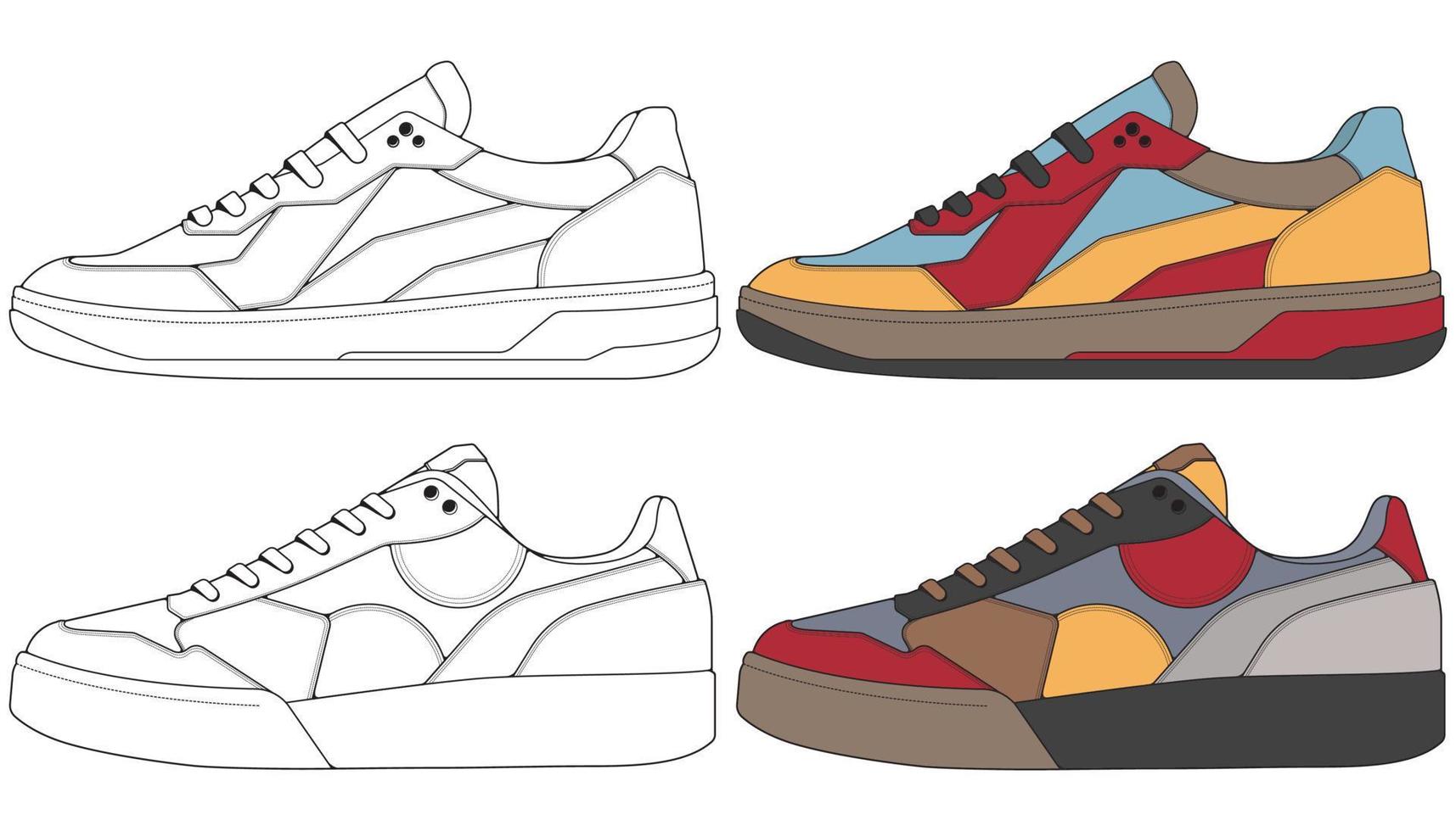 Set off Sneaker shoe . Concept. Flat design. Vector illustration. Sneakers in flat style.