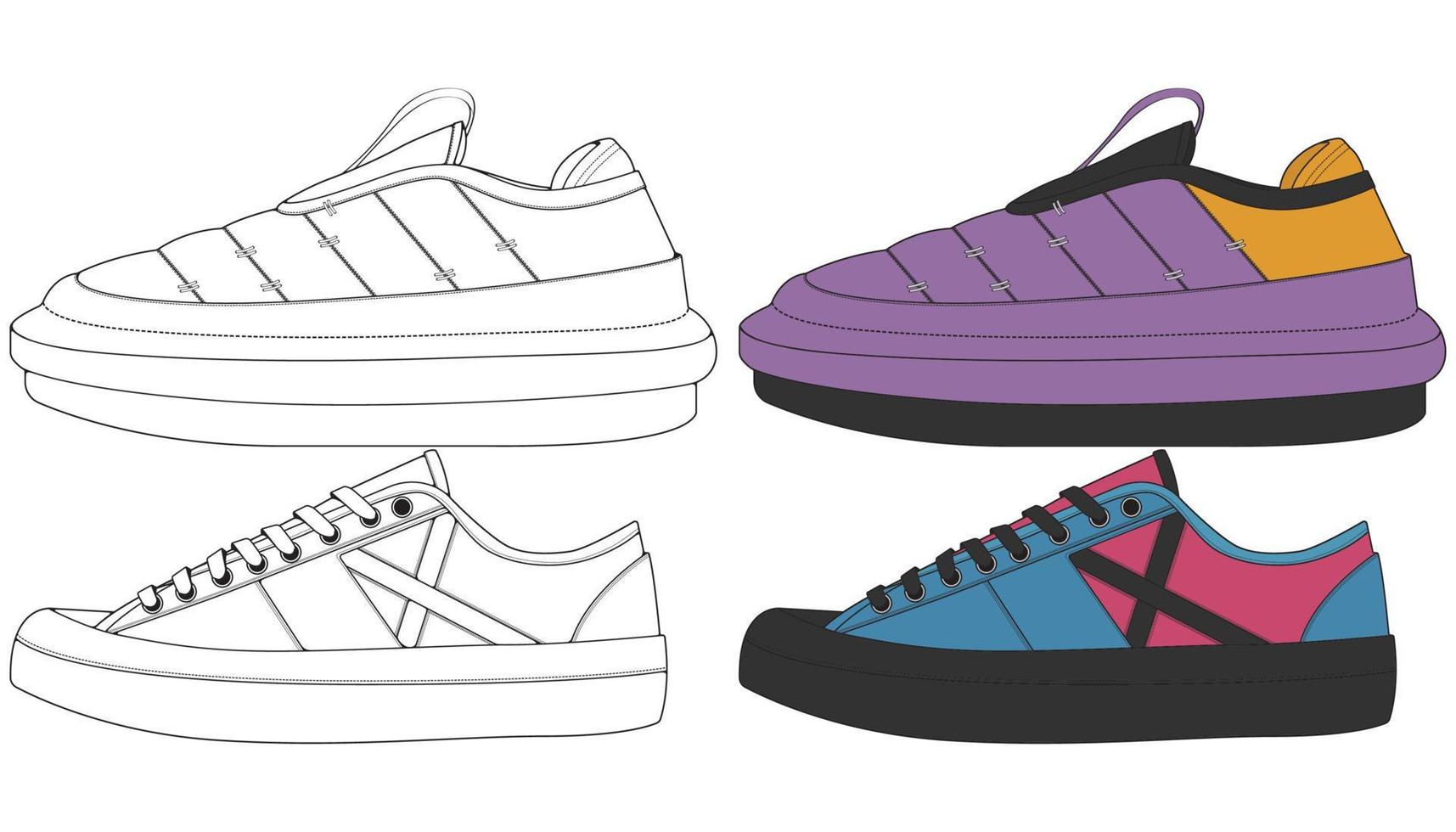 Set off Sneaker shoe . Concept. Flat design. Vector illustration. Sneakers in flat style.