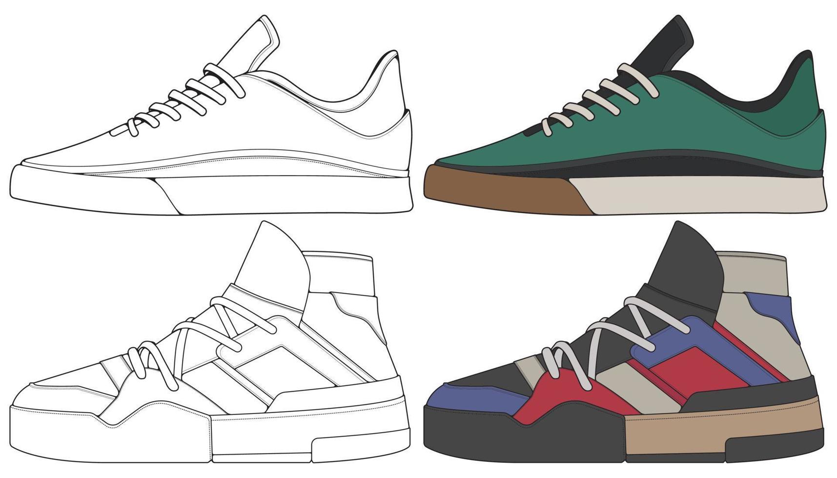 Set off Sneaker shoe . Concept. Flat design. Vector illustration. Sneakers in flat style.