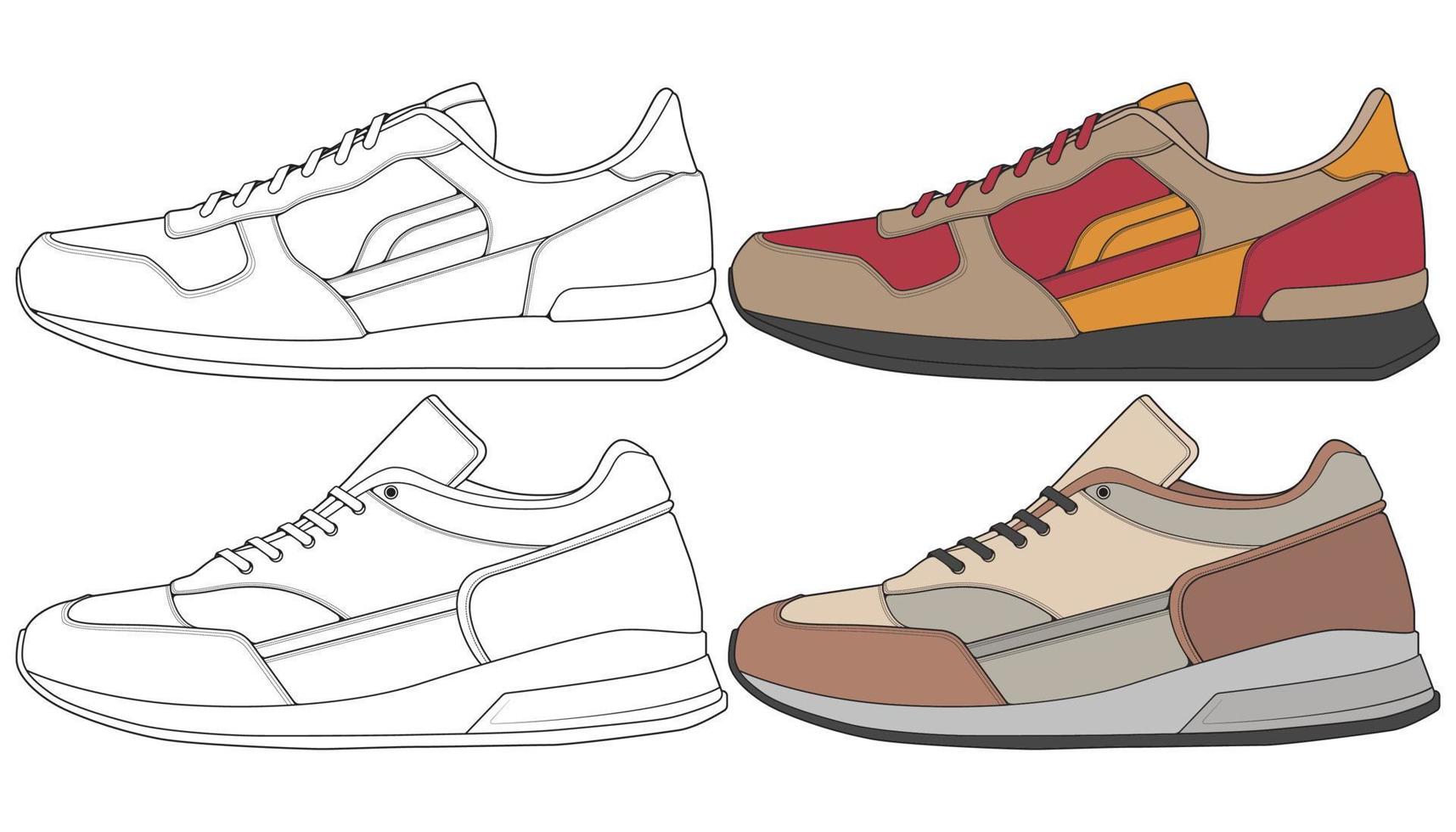Set off Sneaker shoe . Concept. Flat design. Vector illustration. Sneakers in flat style.