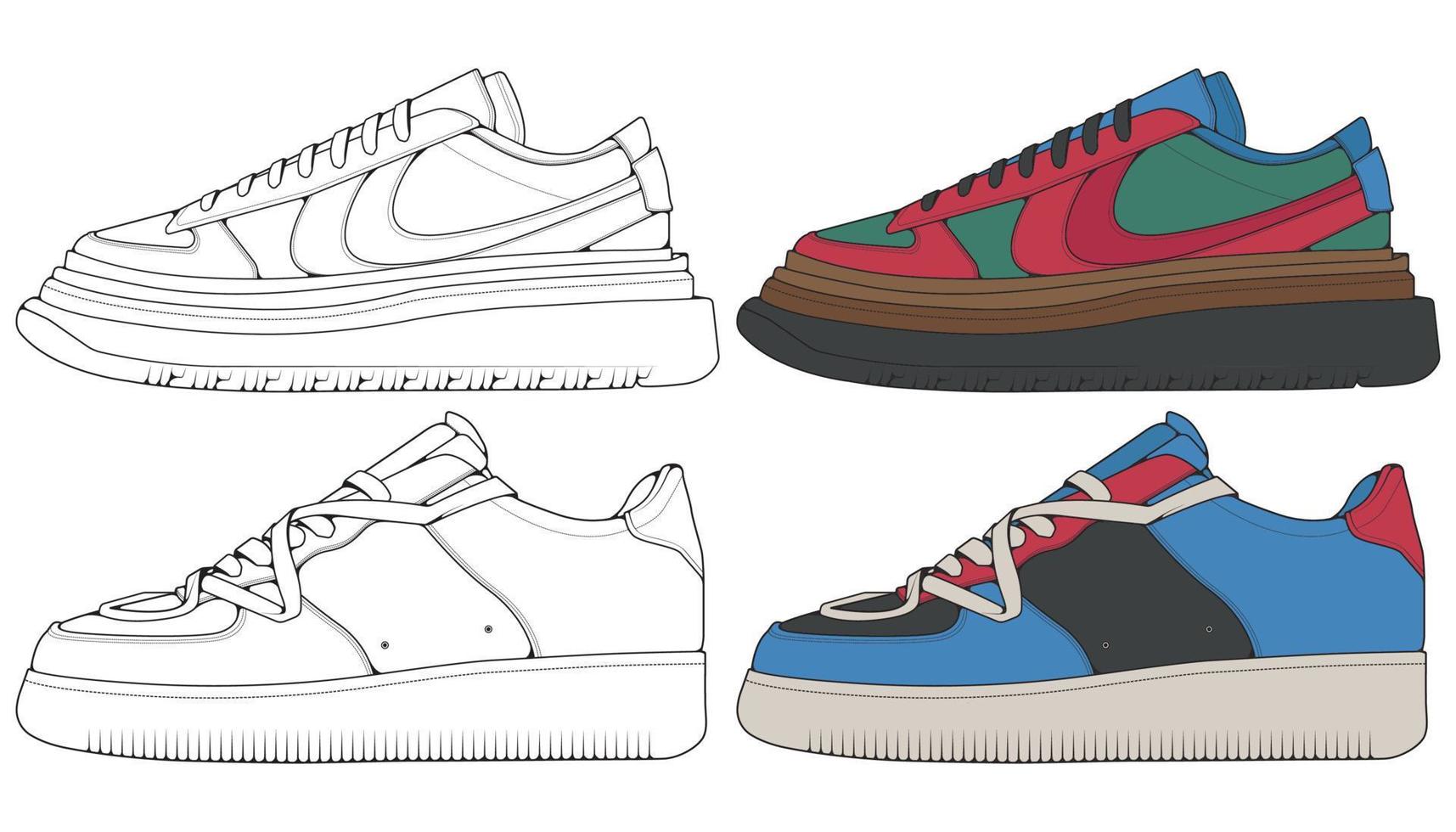 Set off Sneaker shoe . Concept. Flat design. Vector illustration. Sneakers in flat style.