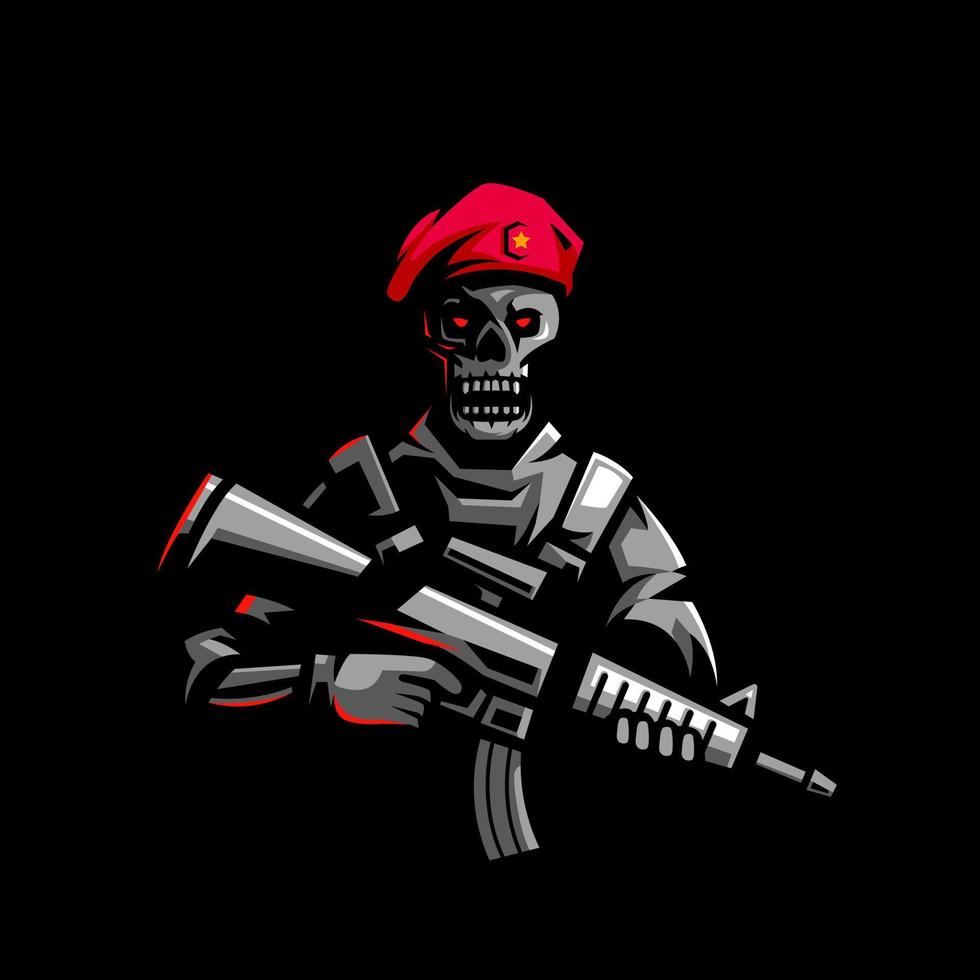 logotipo militar de la mascota del ejército del cráneo vector