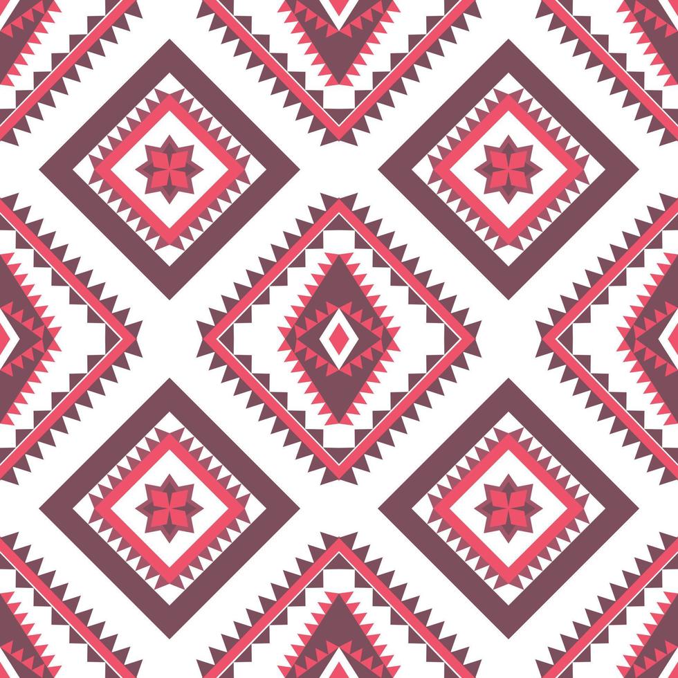 Geometric ethnic pattern with square triangle diagonal abstract ornament design for clothing fabric textile printing, handcraft, embroidery, carpet, curtain, batik, wallpaper wrapping, vector seamless