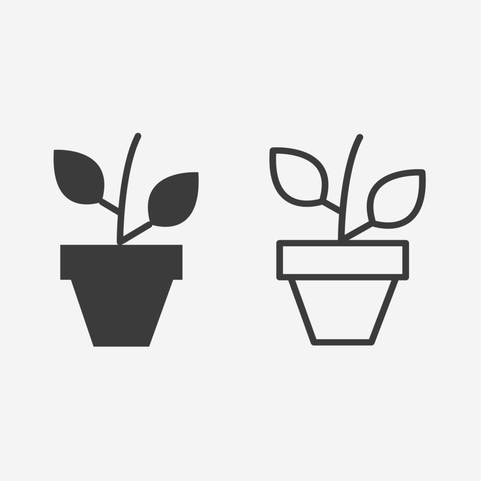 flower plant in pot icon vector symbol sign