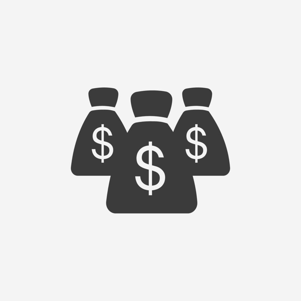 Money bag icon vector. cash, usd, dollar, currency symbol sign vector