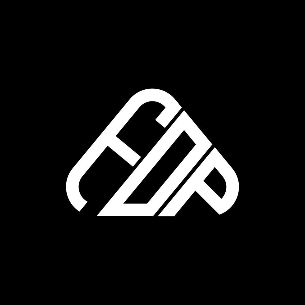 diseño creativo del logotipo de la letra fop con gráfico vectorial, logotipo simple y moderno de fop en forma de triángulo redondo. vector