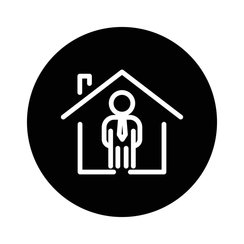 ilustración de icono de glifo de casa con personas. adecuado para el icono de la casa privada. icono relacionado con bienes raíces. diseño vectorial simple editable. píxel perfecto a 32 x 32 vector