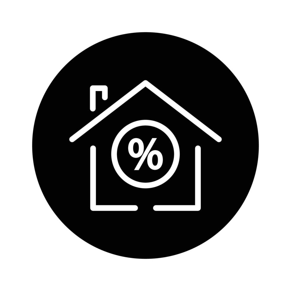 House glyph icon illustration with percent. suitable for property tax icon. icon related to real estate. Simple vector design editable. Pixel perfect at 32 x 32