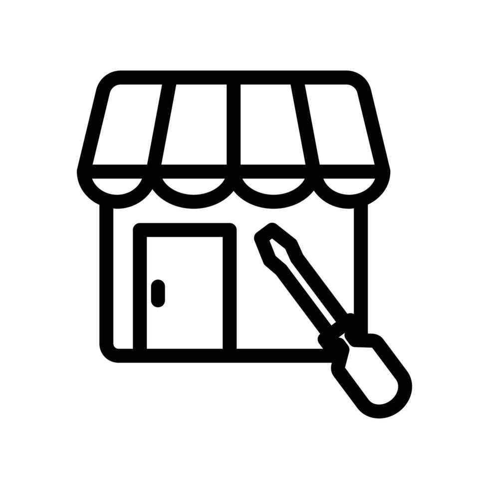 Store line icon illustration with screwdriver. suitable for store repair icon. icon related to e-commerce. Simple vector design editable. Pixel perfect at 32 x 32