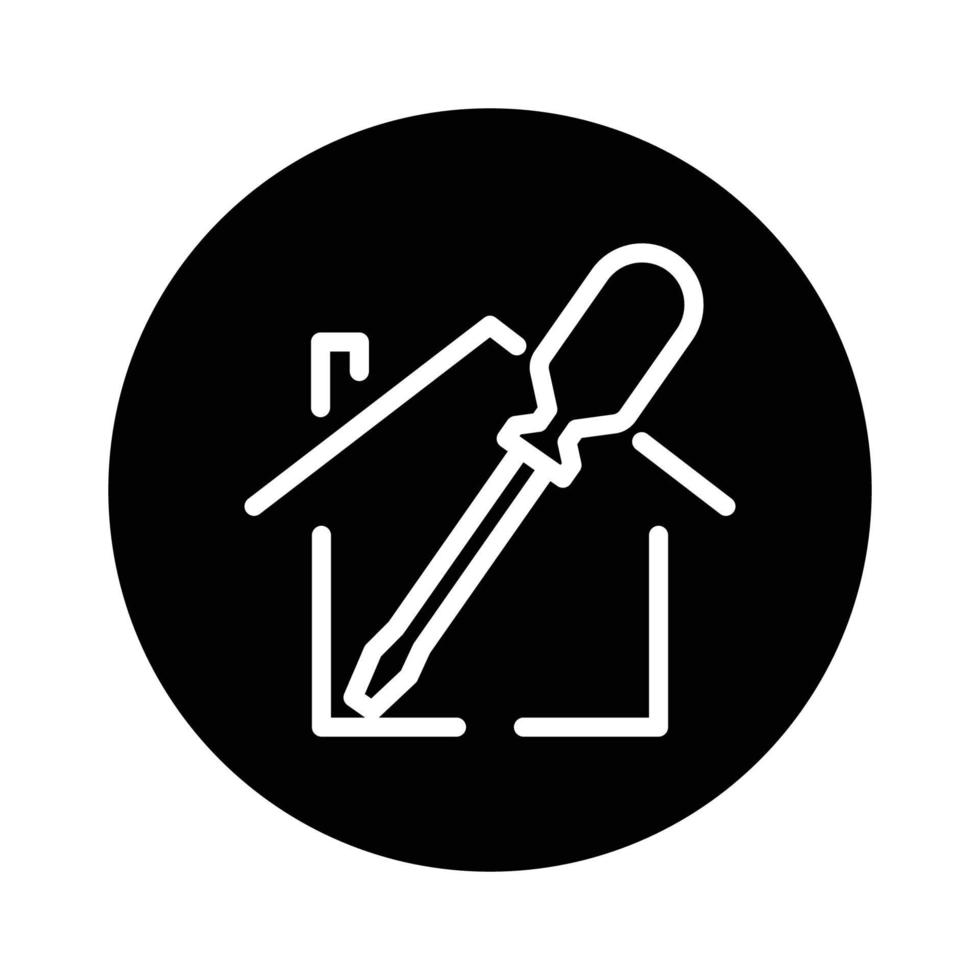 House glyph icon illustration with screwdriver. suitable for home improvement icon. icon related to real estate. Simple vector design editable. Pixel perfect at 32 x 32