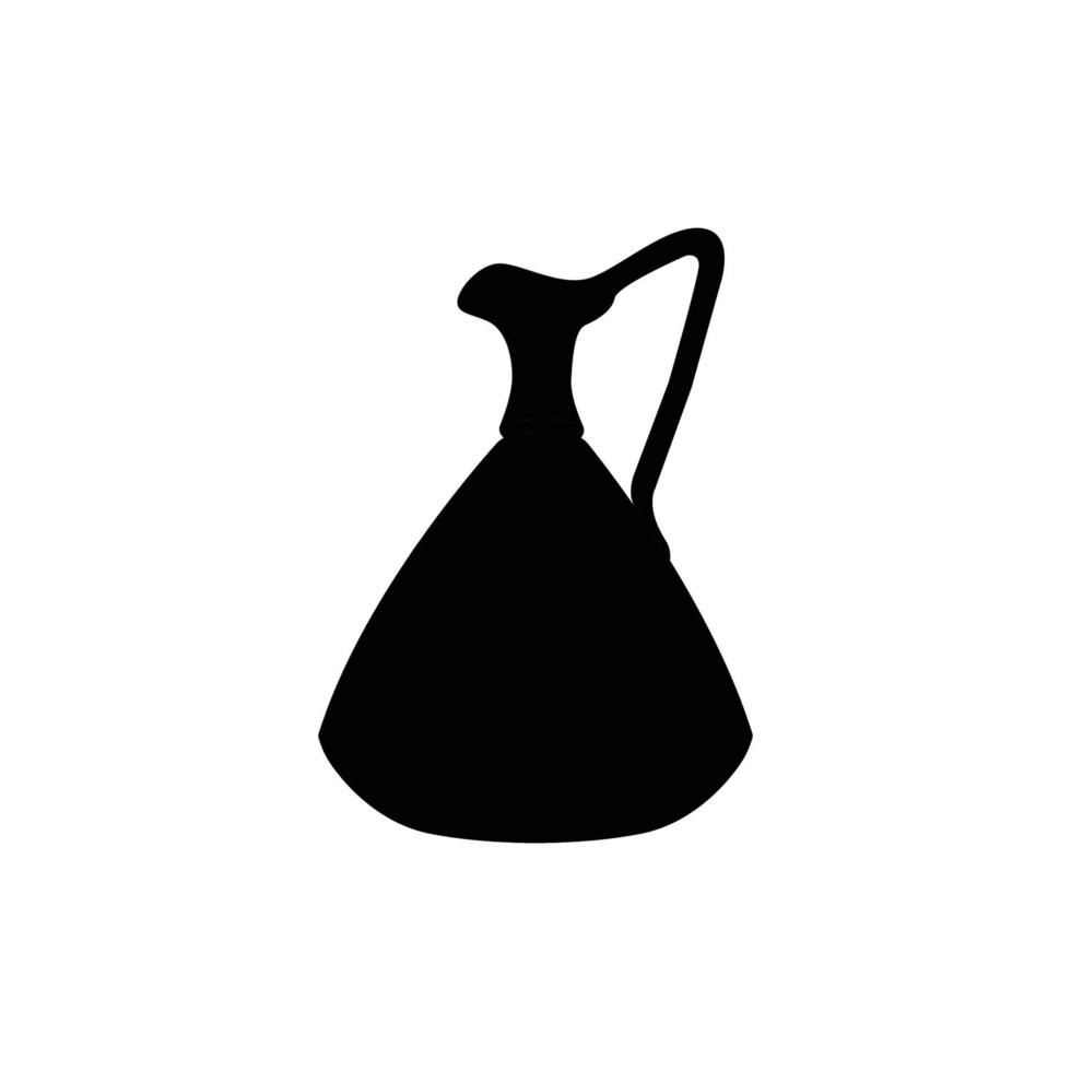 Clay Water Jug Silhouette. Black and White Icon Design Elements on Isolated White Background vector