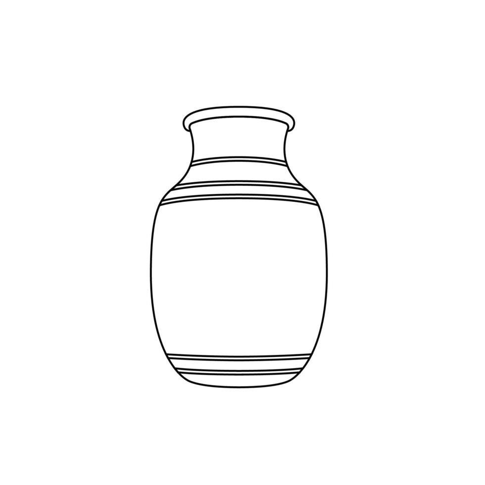 Clay Jar Outline Icon Illustration on White Background vector