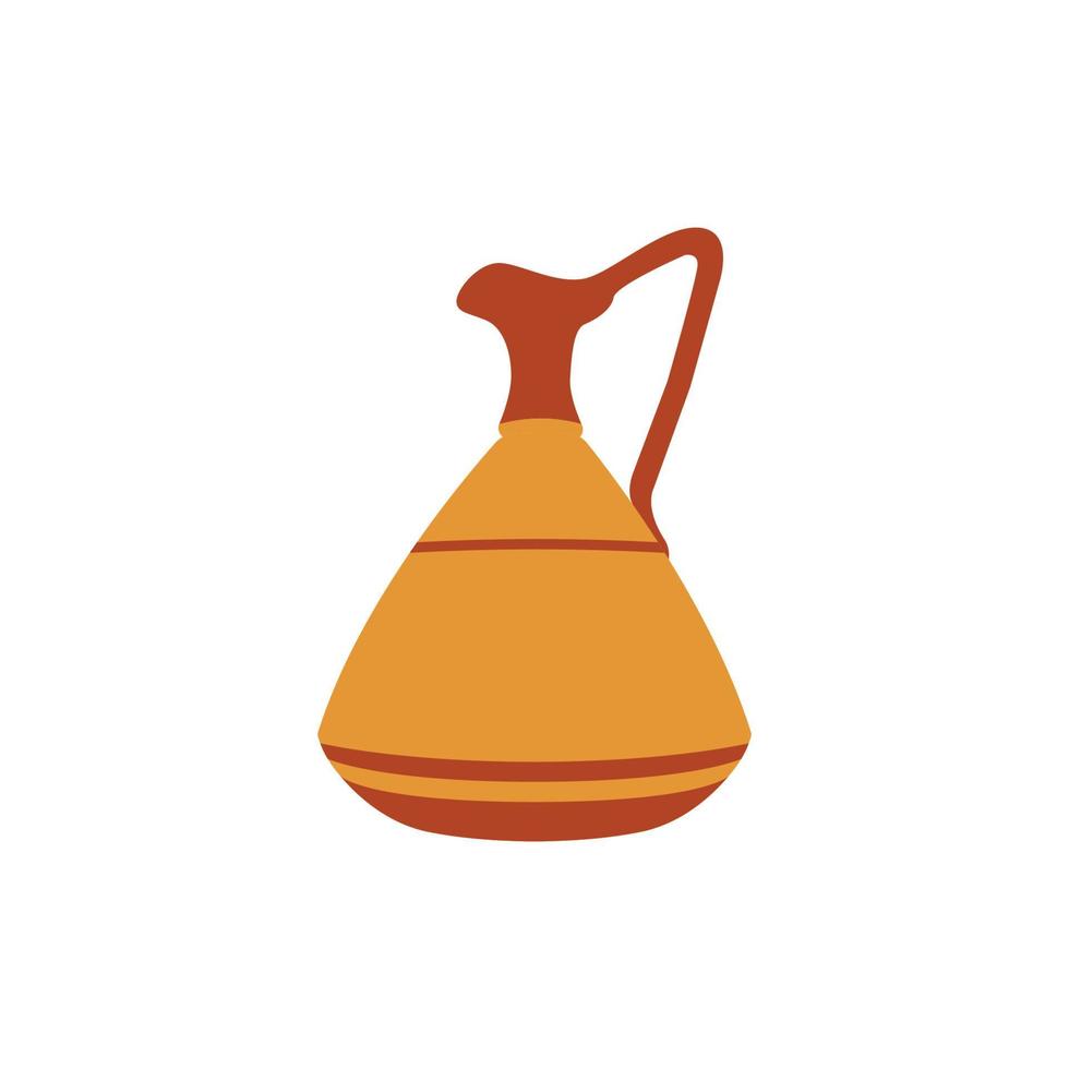 Clay Water Jug Flat Illustration. Clean Icon Design Element on Isolated White Background vector