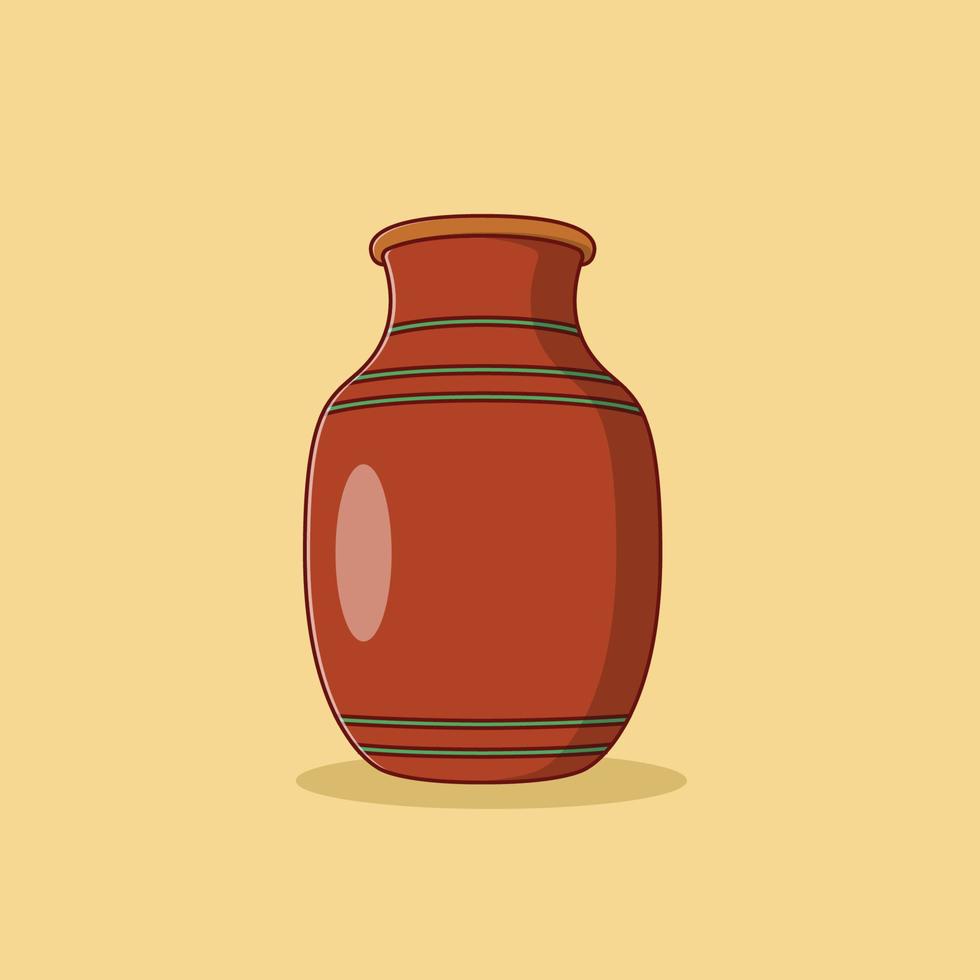 Ilustración de icono de vector de jarra de arcilla. vector de cerámica estilo de caricatura plano adecuado para la página de inicio web, pancarta, volante, pegatina, papel tapiz, fondo