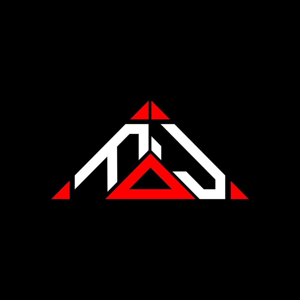 FOJ letter logo creative design with vector graphic, FOJ simple and modern logo in round triangle shape.
