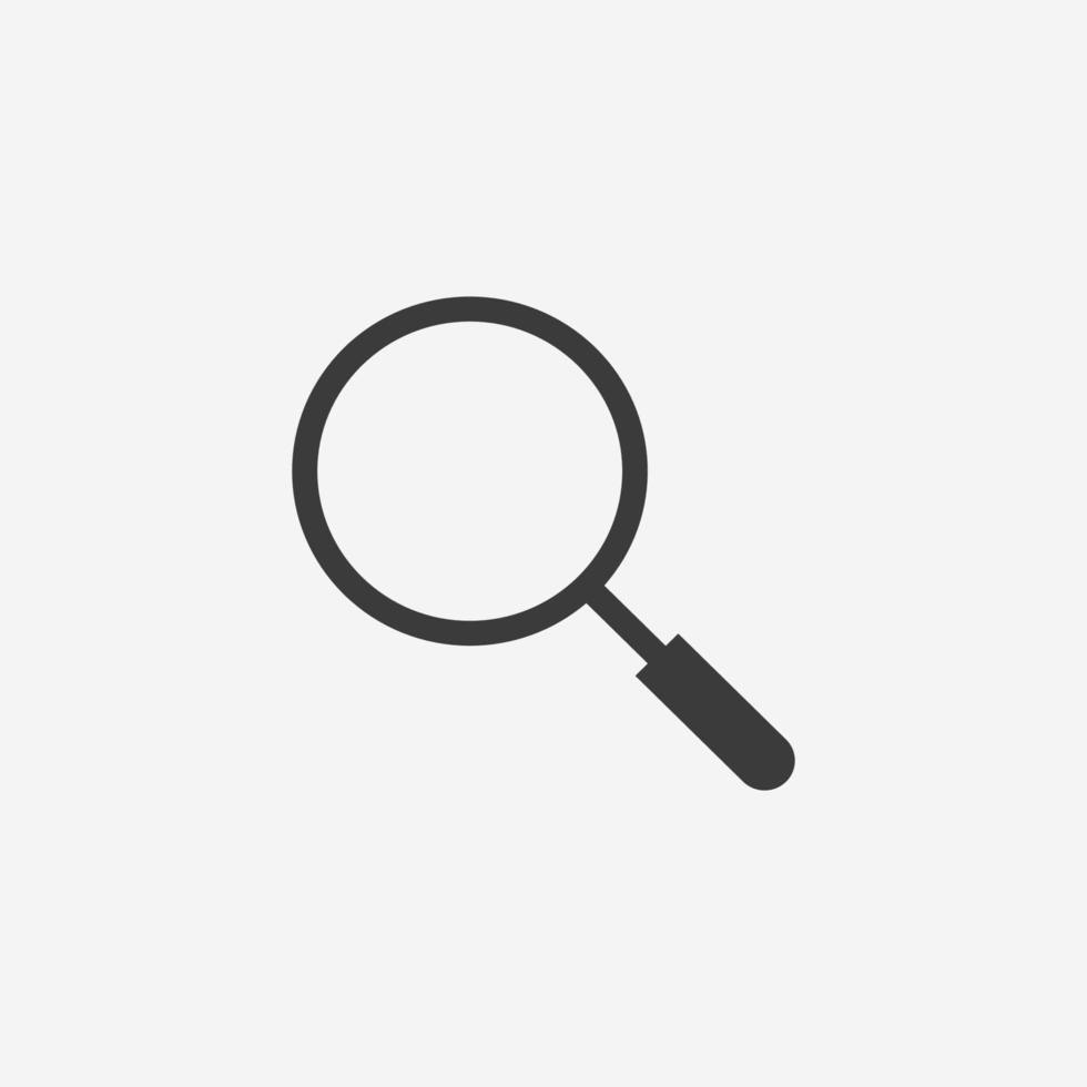 magnifier, find, zoom, magnifying glass, loupe, search, glass, lens icon vector symbol sign