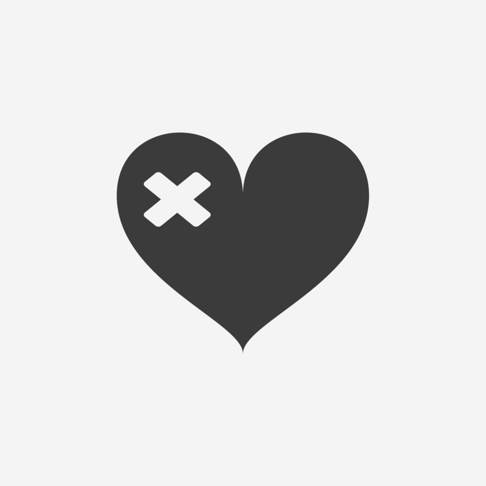 amor, vector de icono de corazón. corazón roto, símbolo de signo del día de san valentín