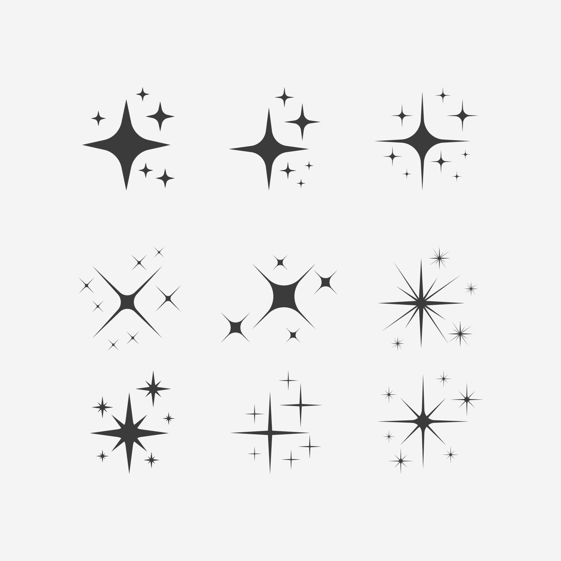 twinkling star, twinkle, glitter, sparkle icon vector set symbol sign