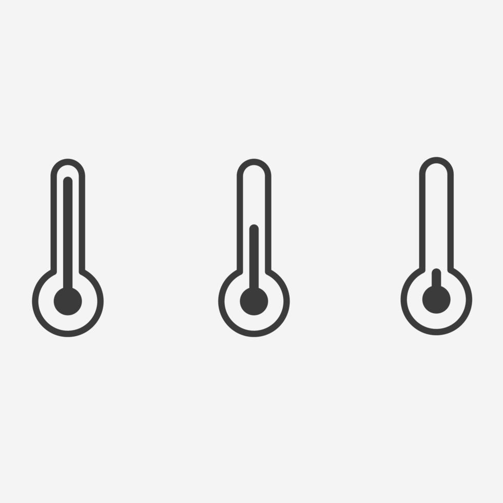 temperature, weather, thermometer icon vector set symbol sign