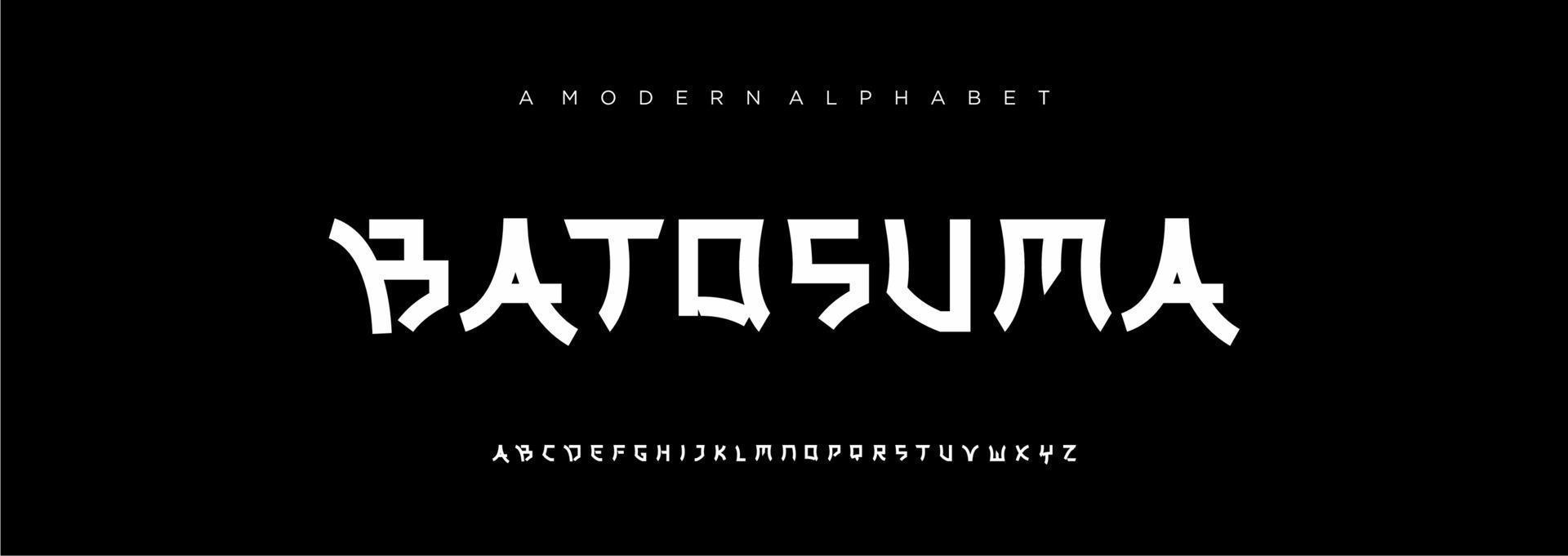 Japanese modern alphabet font, japan asian fonts style latin design vector