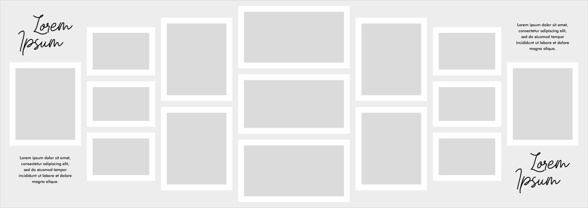 Pictures or photos frame collage. comics page grid layout abstract photo frames and digital photo wall template vector