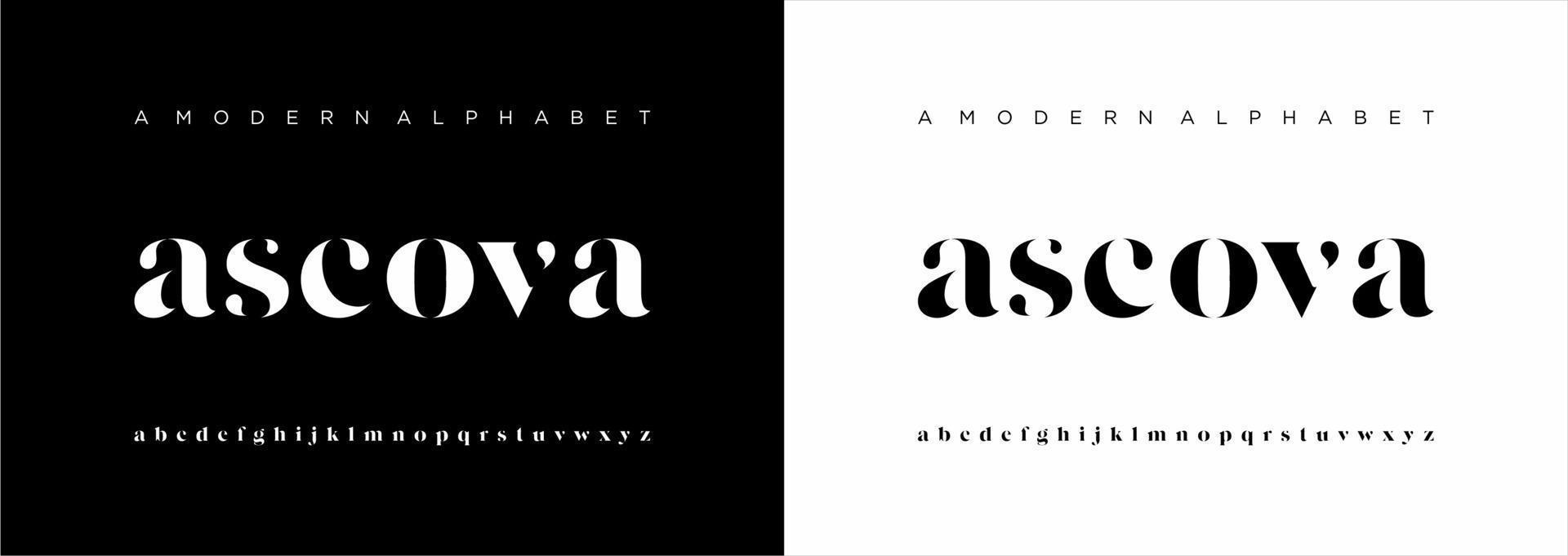 elegante fuente de letras del alfabeto moderno. Diseños de moda minimalista con letras clásicas. tipografía moderna serif fuentes regulares vector