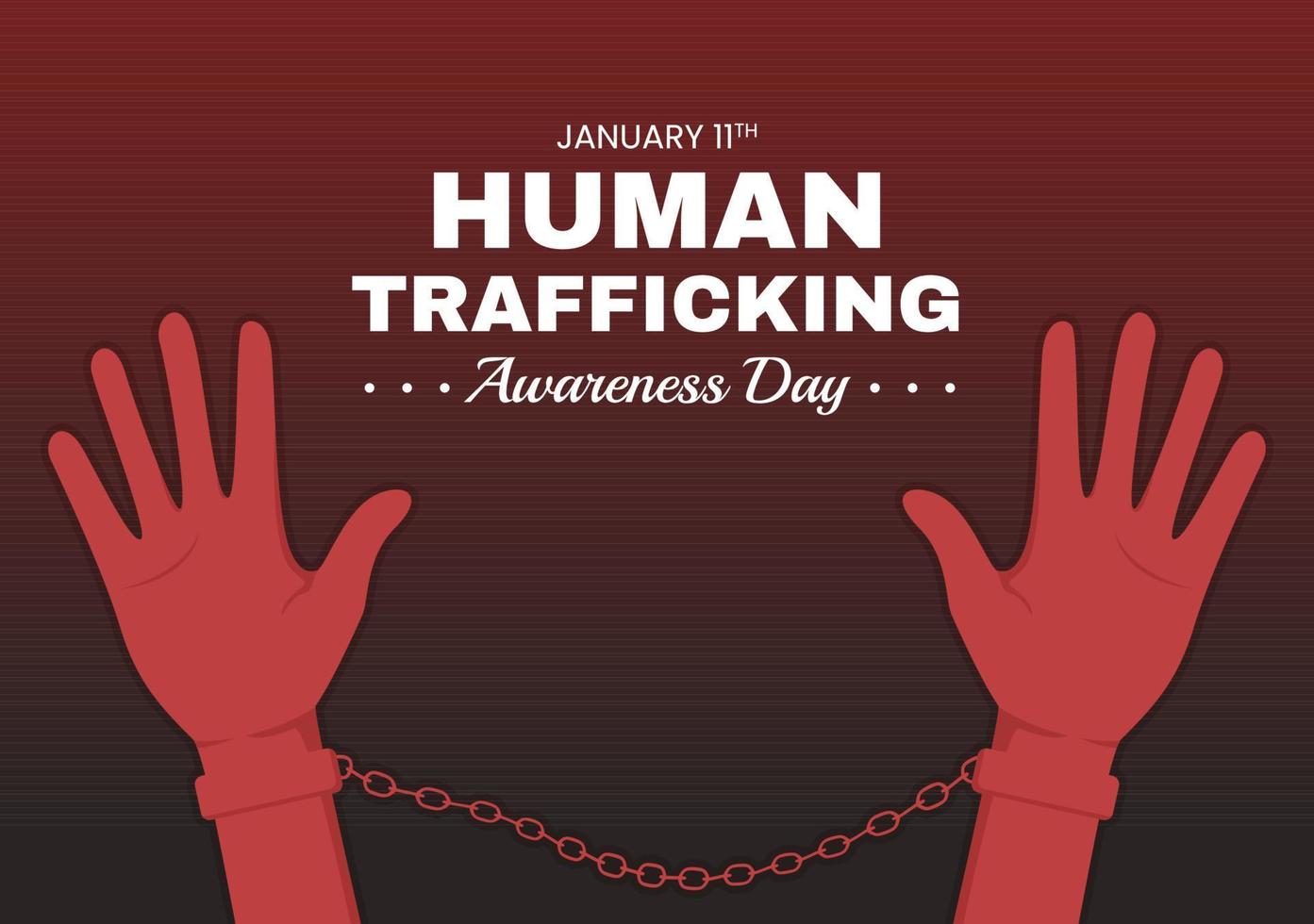 National Human Trafficking Awareness Day on January 11th to Handle with Life, Slavery and Violence in Society in Flat Cartoon Hand Drawn Illustration vector