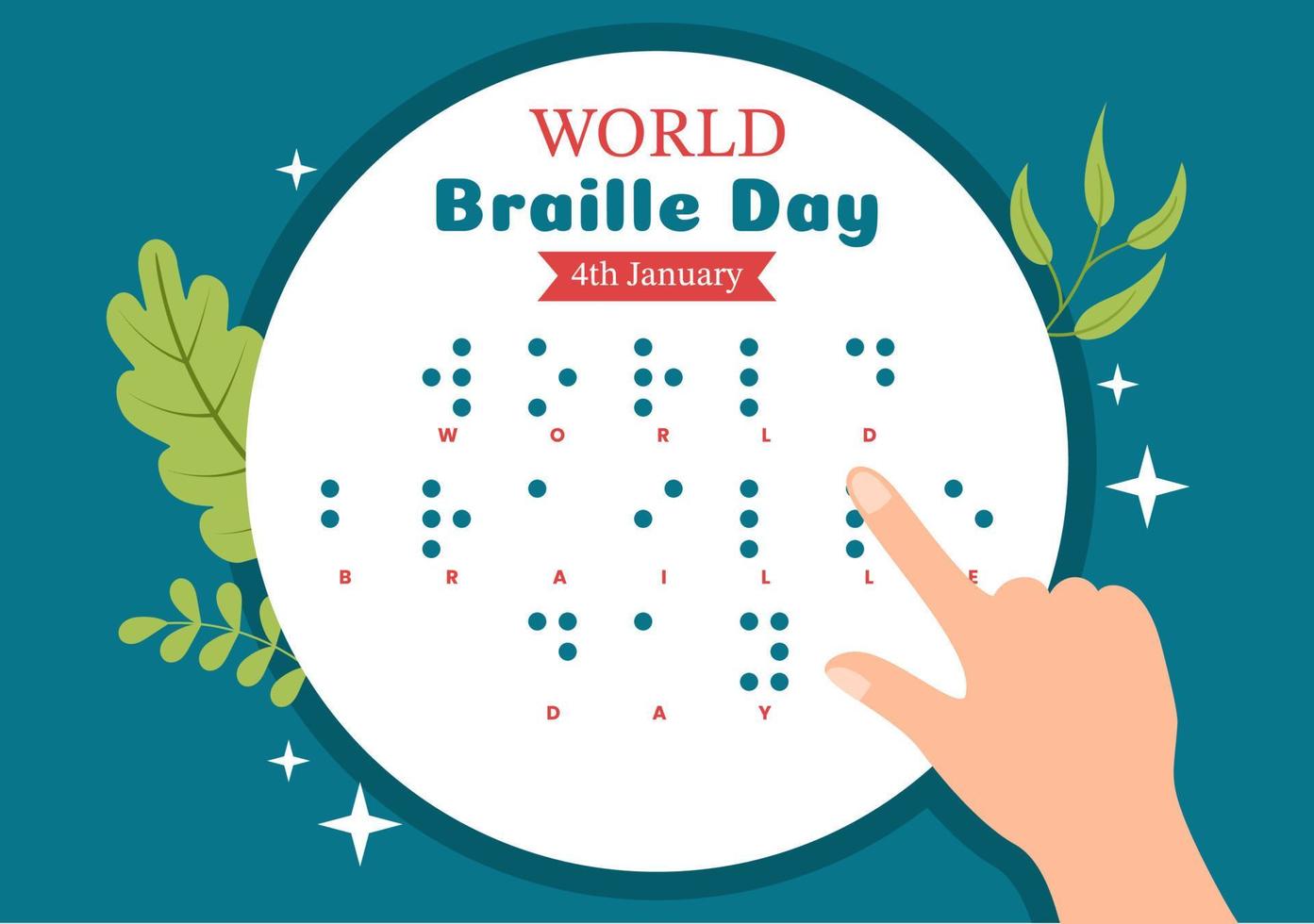 World Braille Day on 4th of January with Text by Alphabet for Means of Communication in Flat Cartoon Hand Drawn Templates Illustration vector