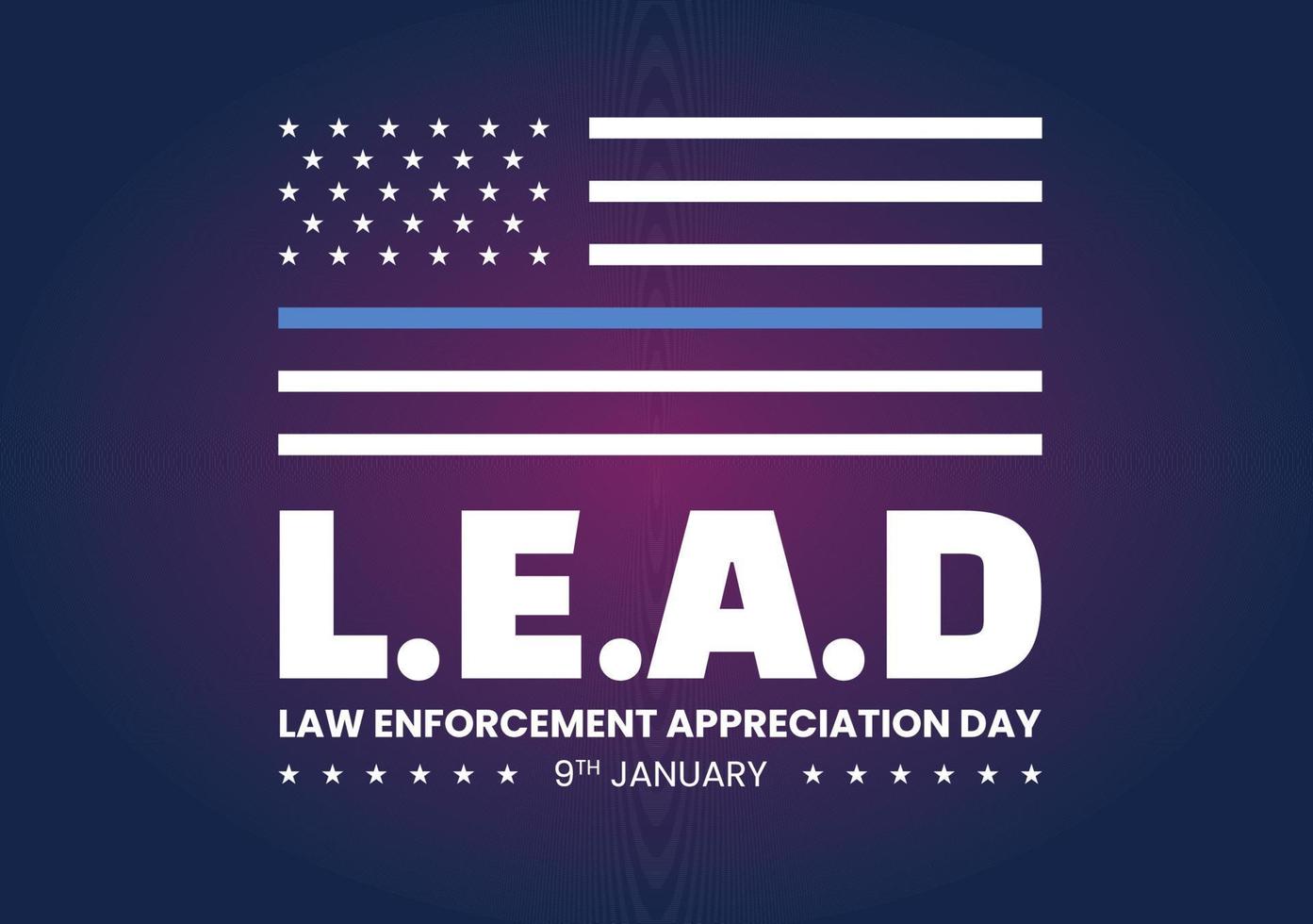 National Law Enforcement Appreciation Day or LEAD on January 9th to Thank and Show Support in Flat Cartoon Hand Drawn Templates Illustration vector