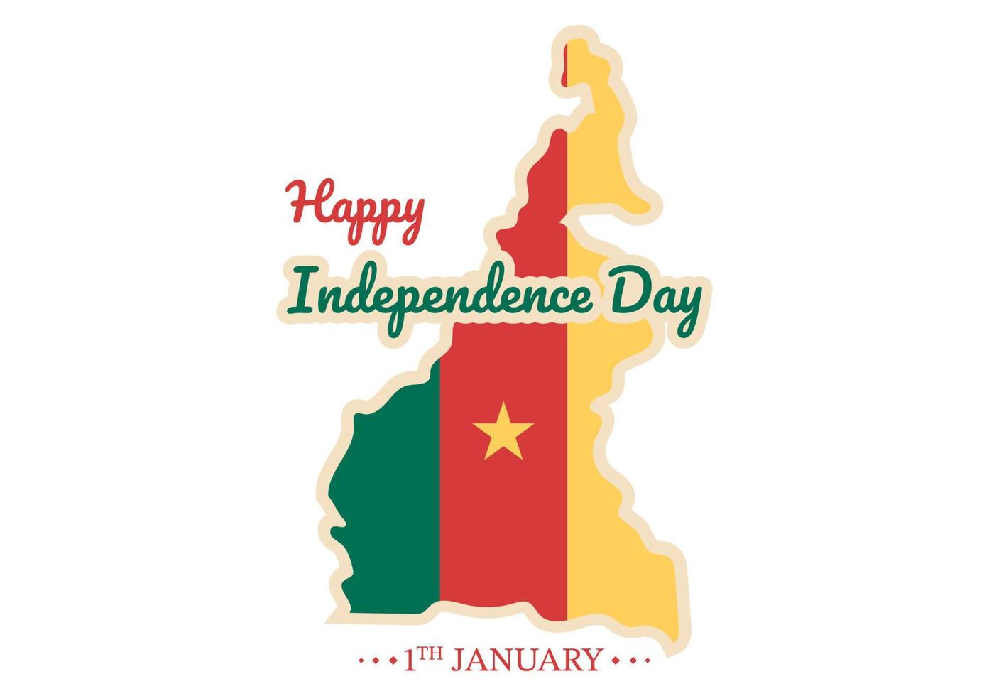 Happy Cameroon Independence Day on January 1st with Cameroonian Flag and Memorial Holiday in Flat Cartoon Hand Drawn Templates Illustration vector