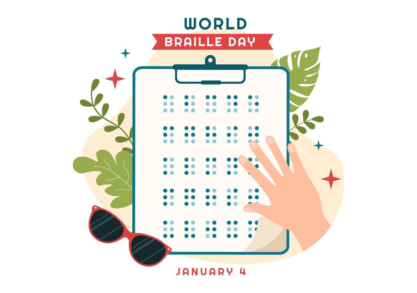 World Braille Day on 4th of January with Text by Alphabet for Means of Communication in Flat Cartoon Hand Drawn Templates Illustration vector