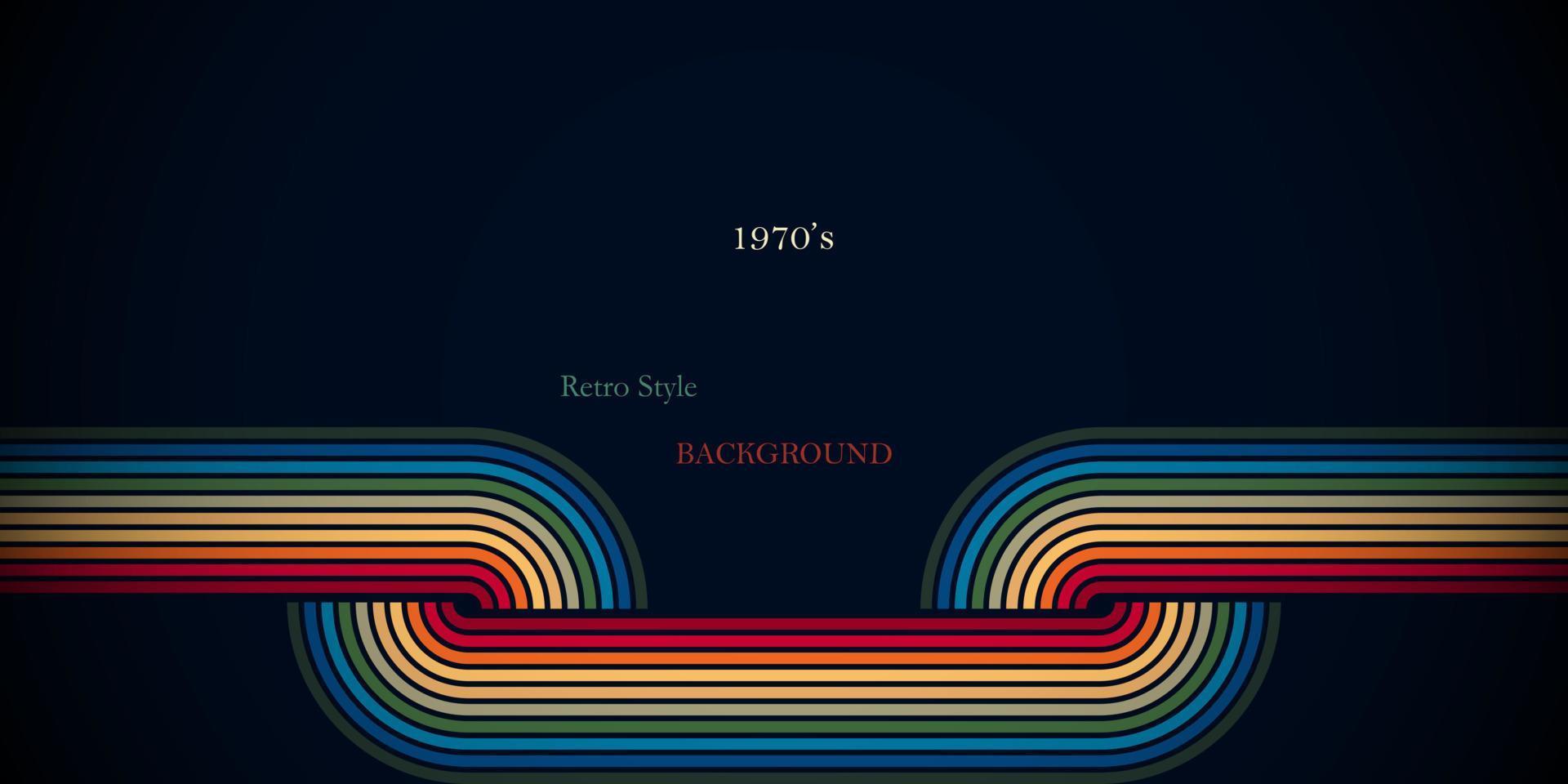 Retro style background with colorful rounded lines vector