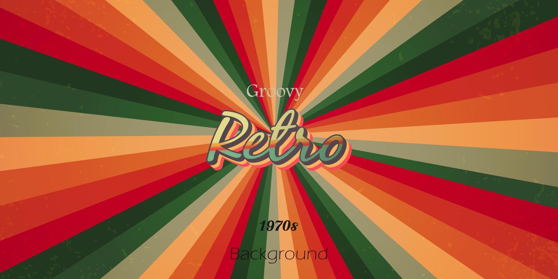 Retro style background with groovy sunburst vector