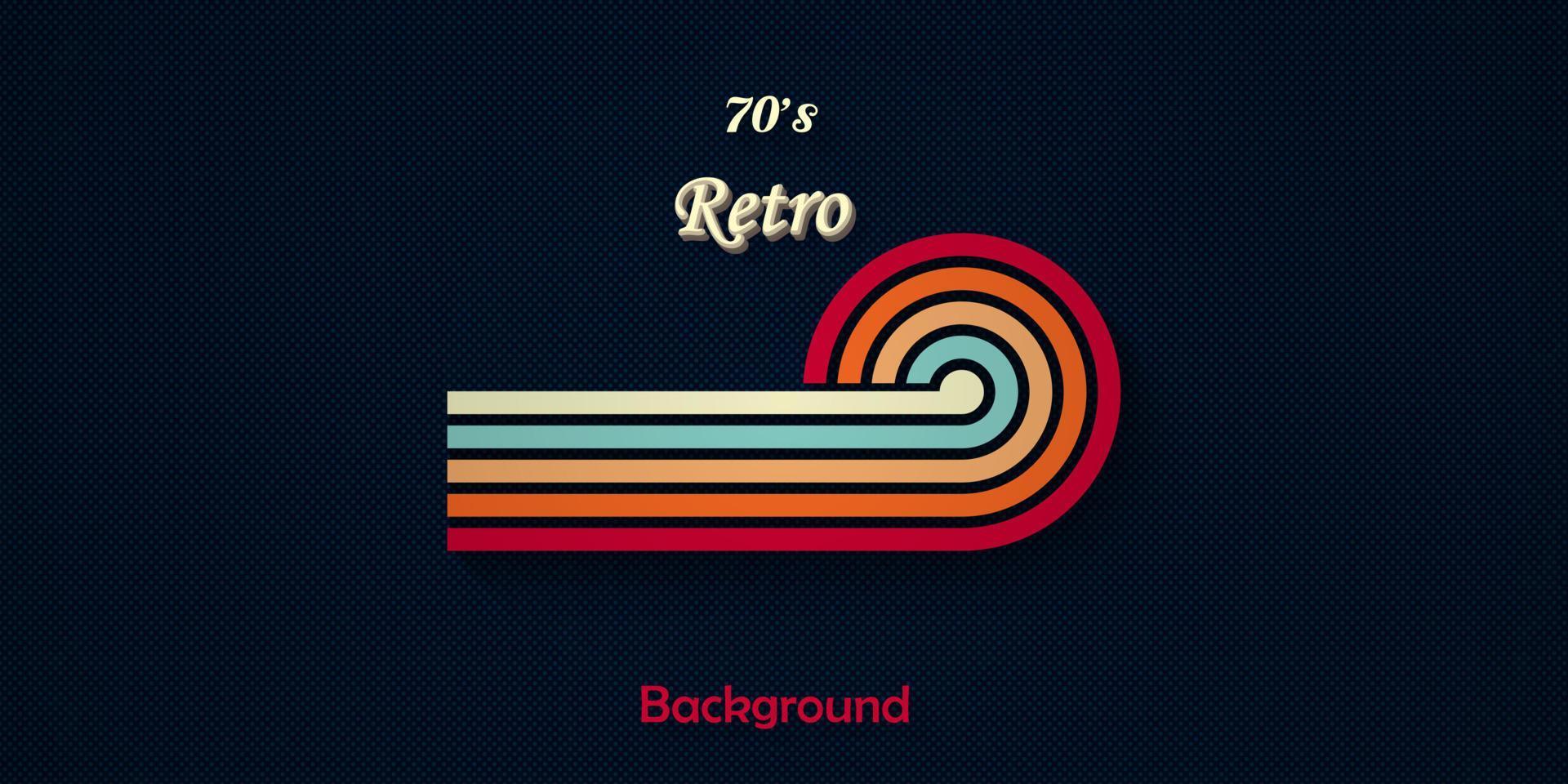 Retro style background with colorful rounded lines vector