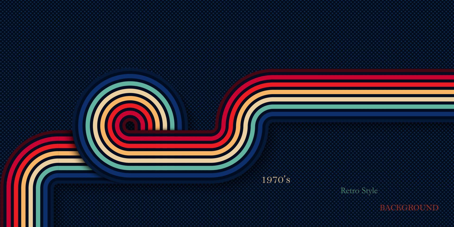 fondo de estilo retro con líneas curvas de colores vector