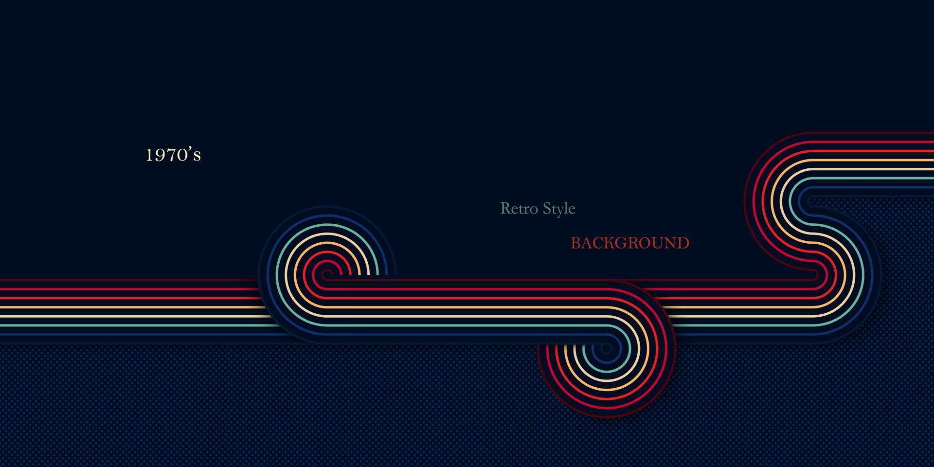 Retro style background with rounded simple lines vector