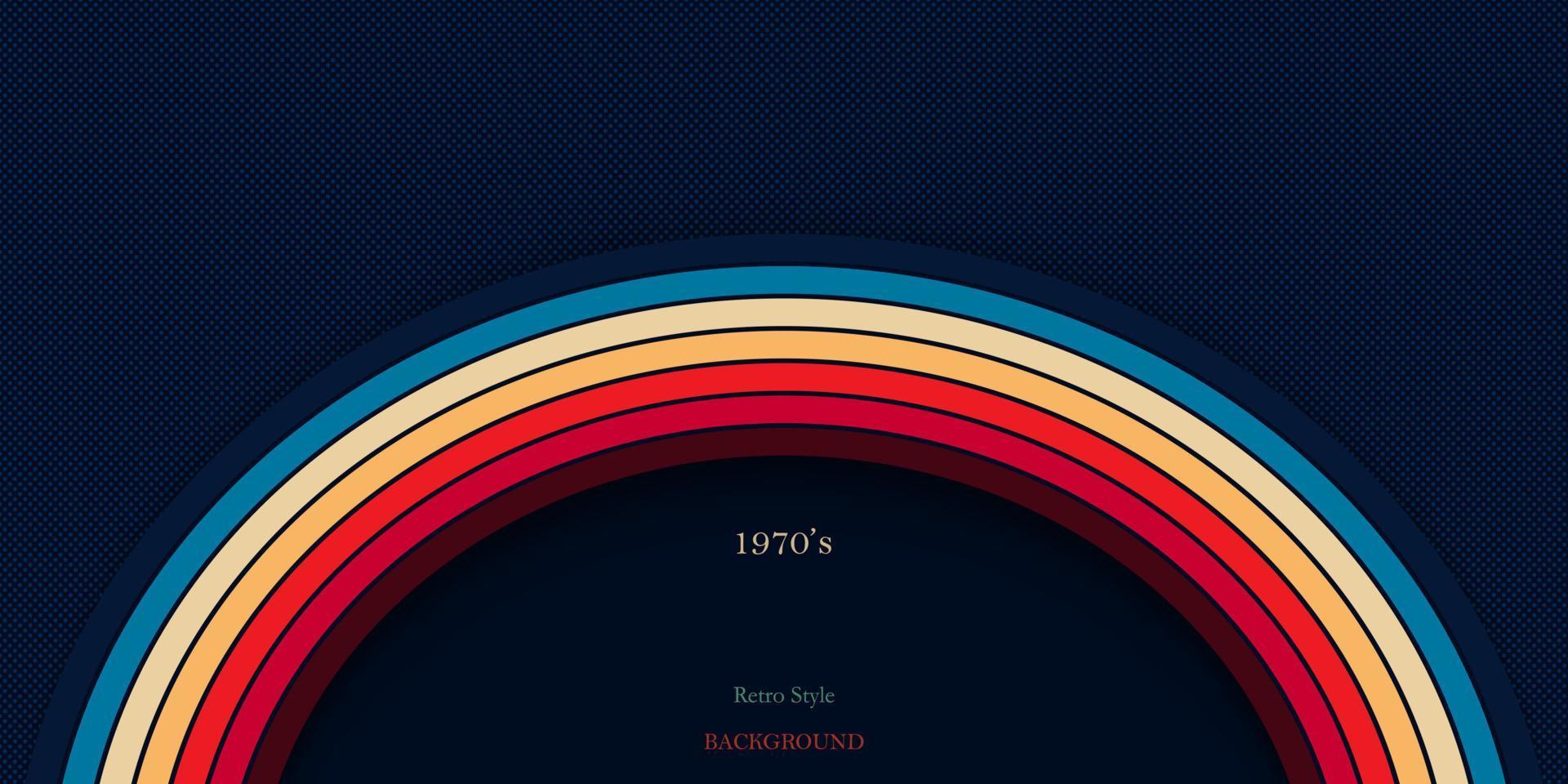 Retro style background with rainbow curved lines vector