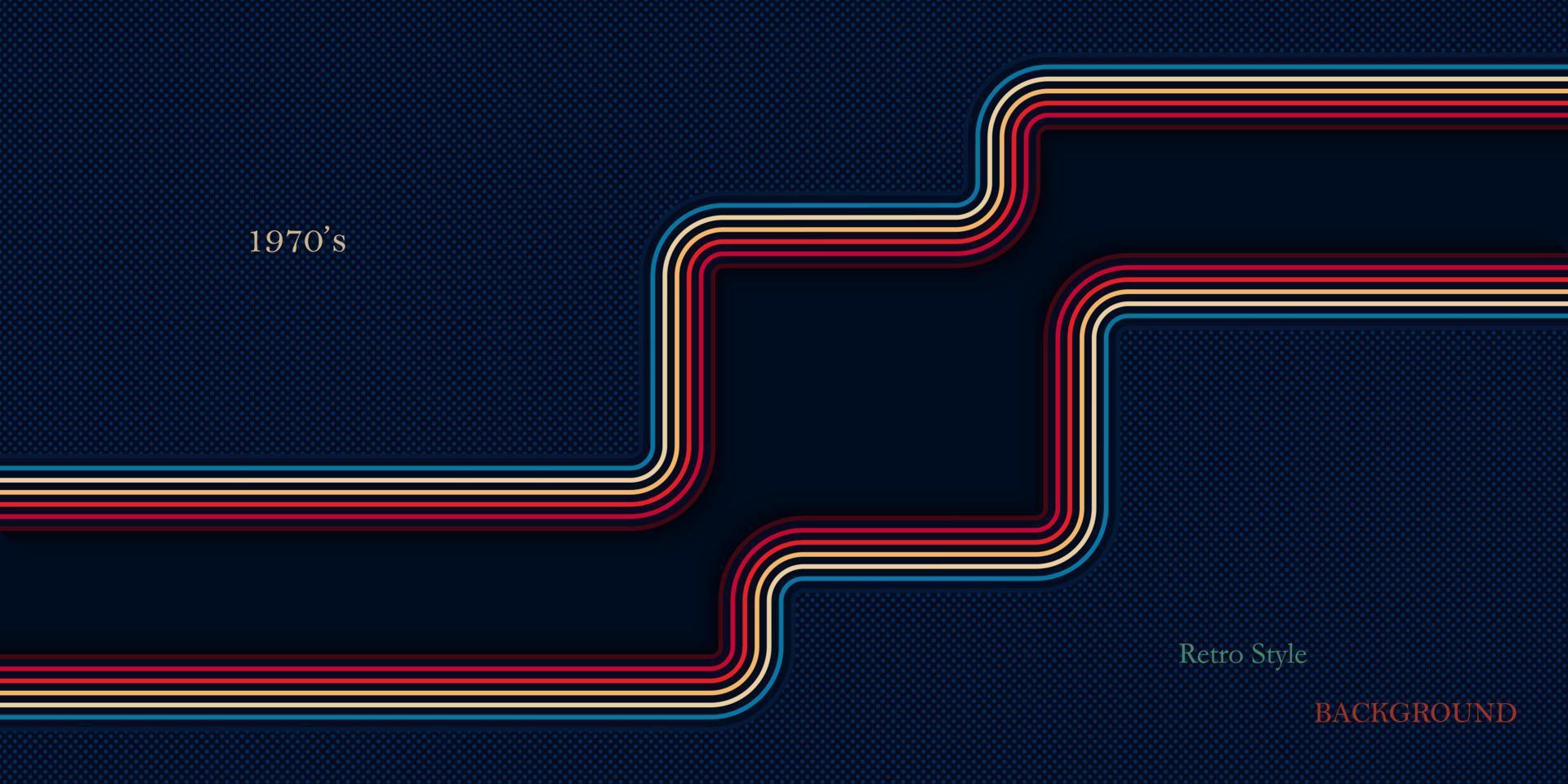 Abstract retro style background with colorful curved lines vector