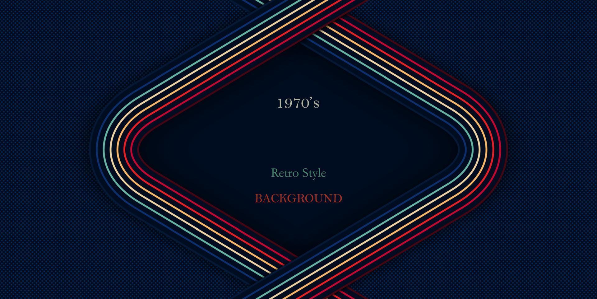 Retro style background with curved lines frame vector