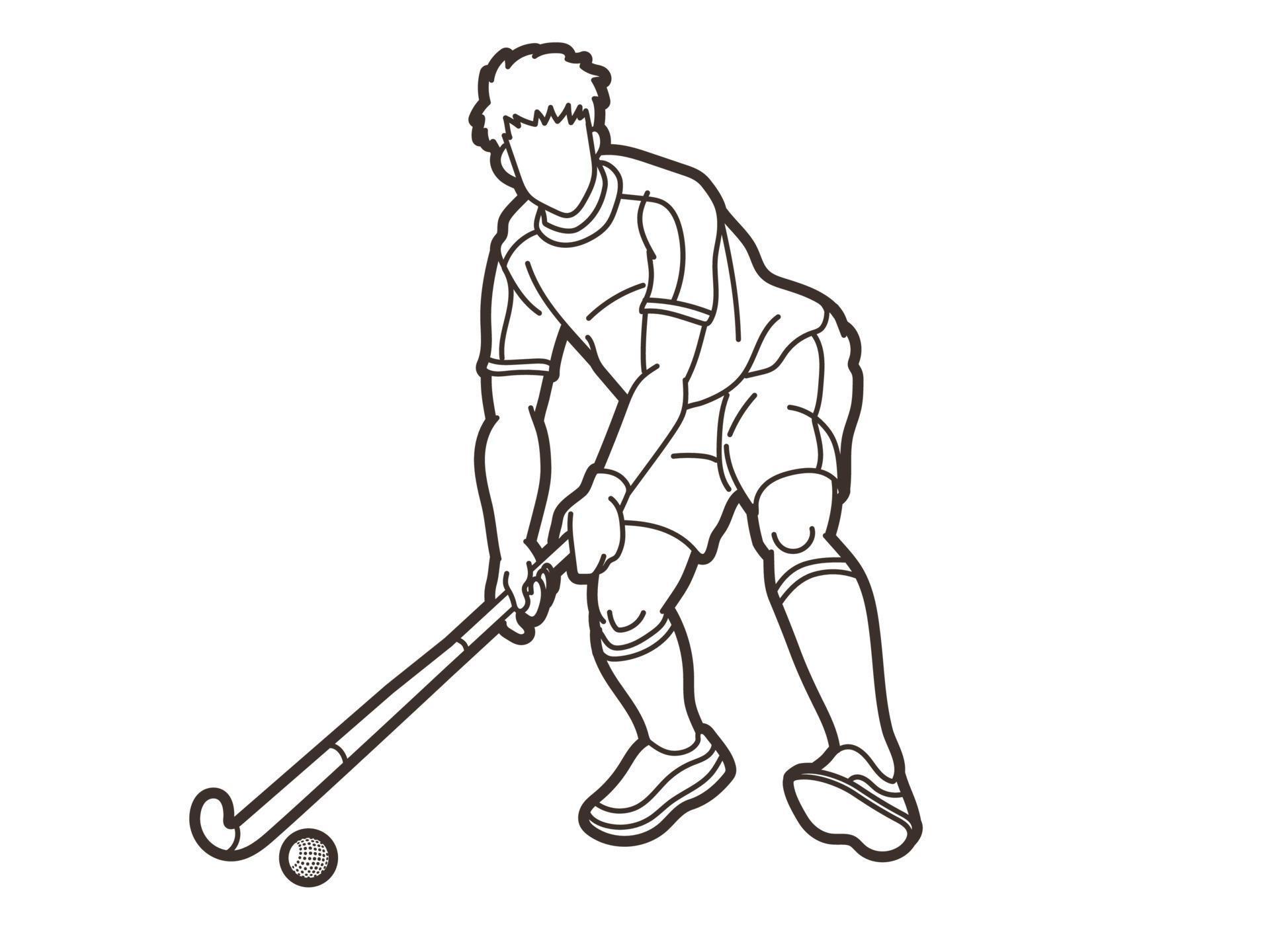 Field Hockey Sport Male Player Action Cartoon Vector 14531678 Vector 