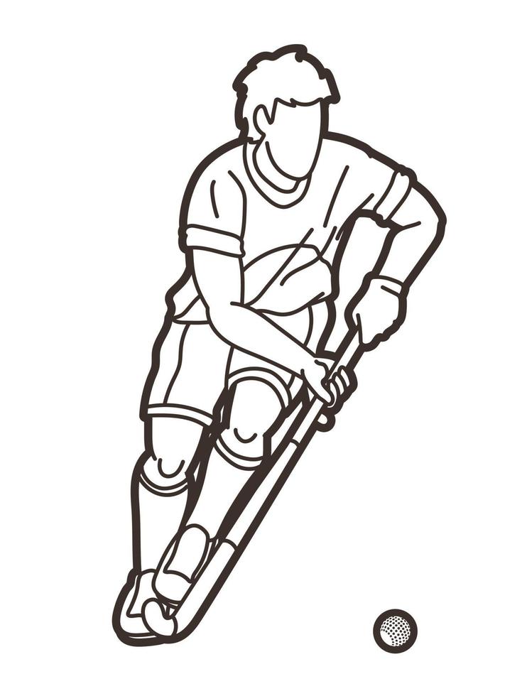 Field Hockey Sport Male Player Running Action vector