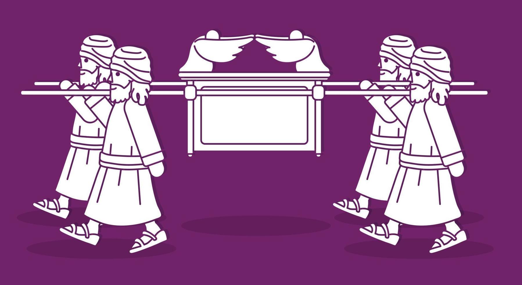 Group of Levi Carrying Ark of the Covenant Cartoon Graphic Vector