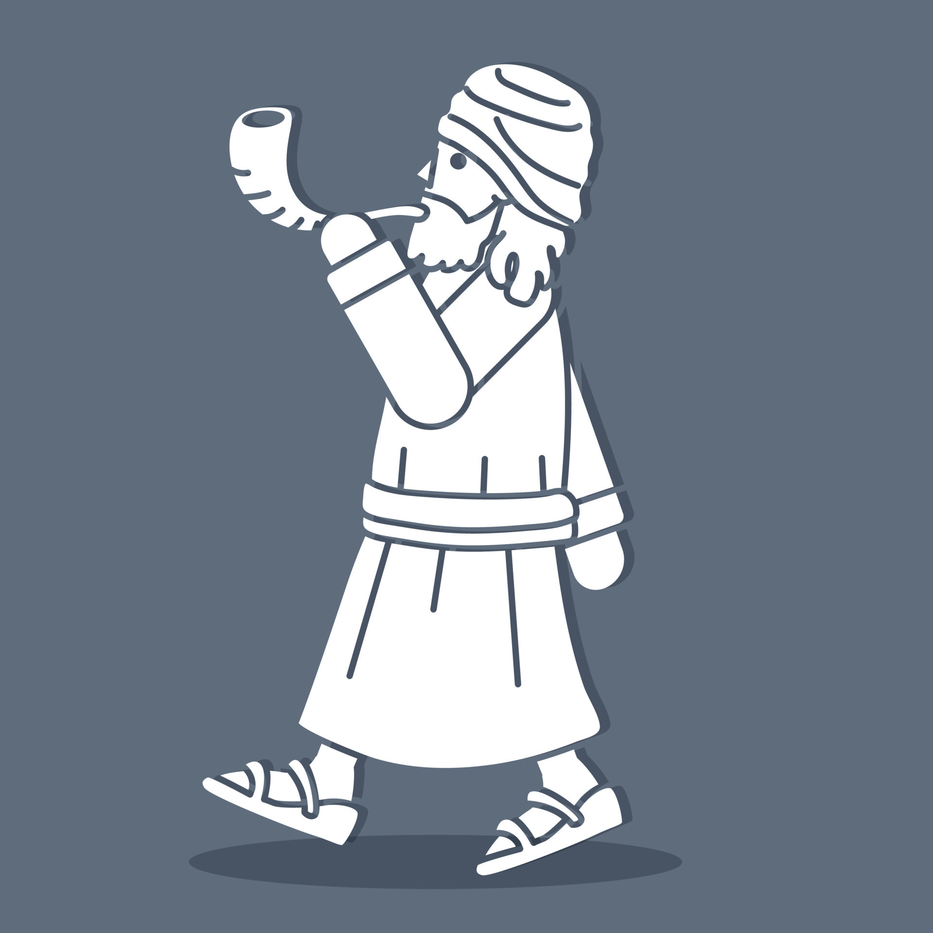 Jewish Blowing the Shofar Sheep Horn Cartoon Graphic Vector 14531693