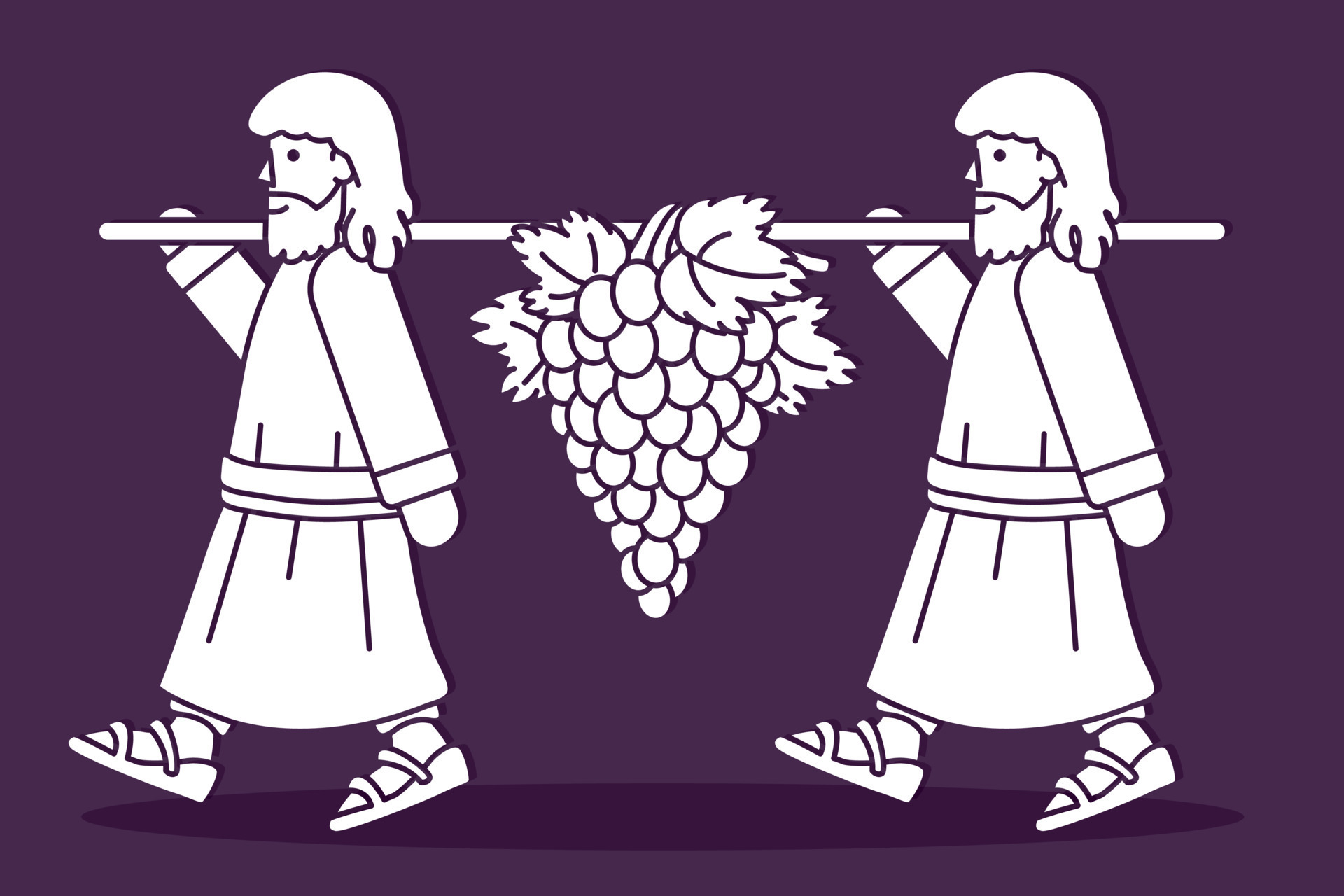 two-spies-of-israel-carrying-grapes-of-canaan-cartoon-graphic-vector
