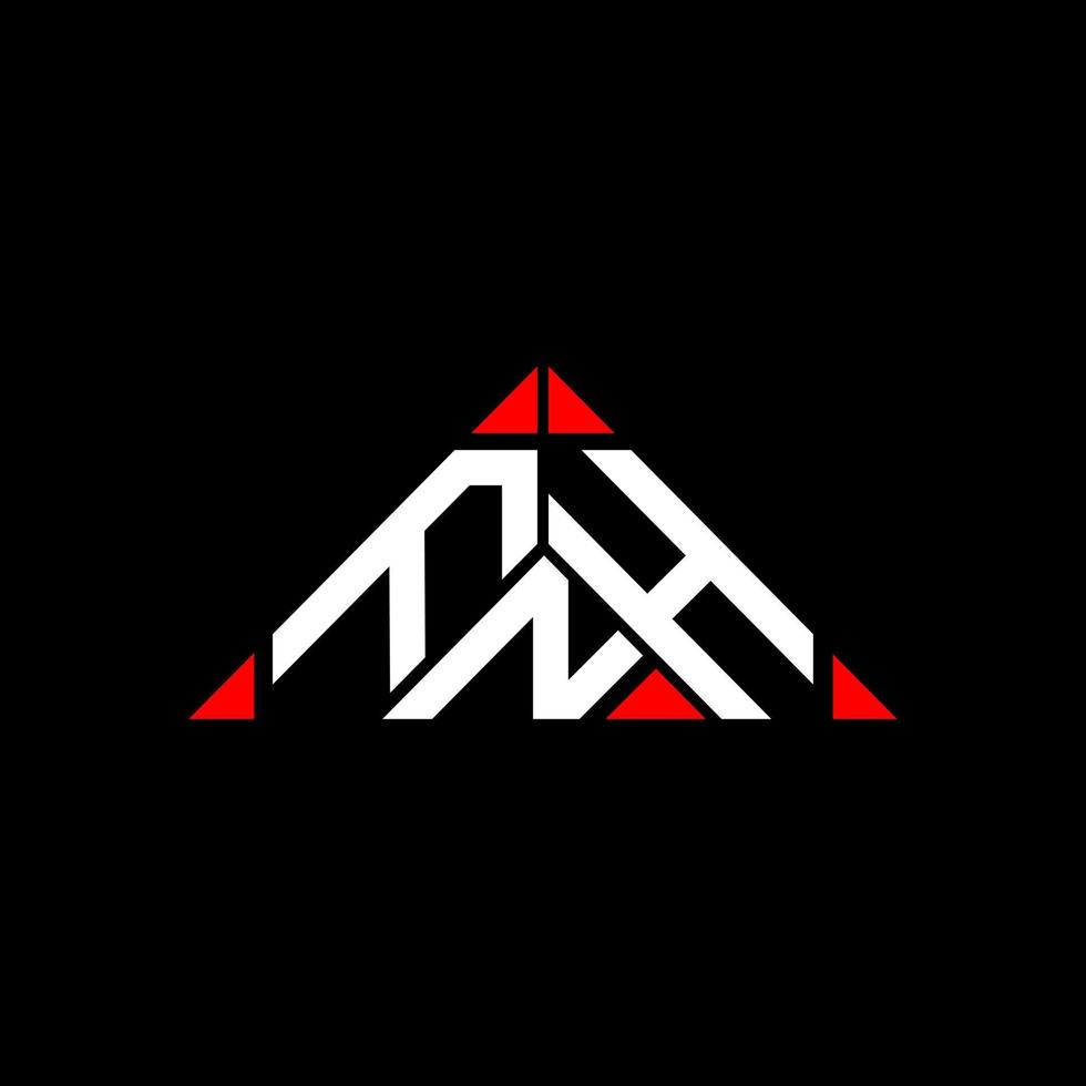 diseño creativo del logotipo de la letra fnh con gráfico vectorial, logotipo simple y moderno de fnh en forma de triángulo redondo. vector